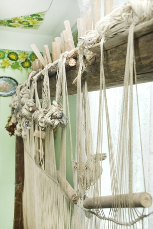old woven machine for textile production の写真素材