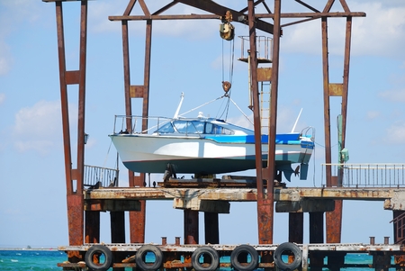 ship repair and dry at berth in dockの写真素材