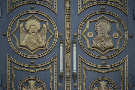 big doors to the Christian churchの写真素材