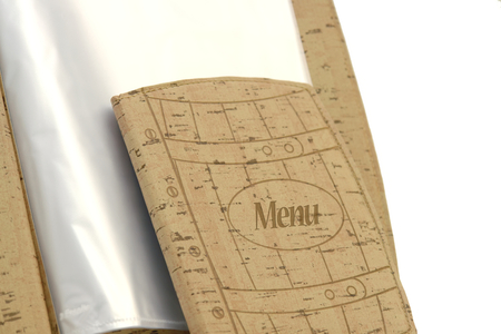 beige beer  menu ( barrel shaped ) in a restaurant or cafeの写真素材