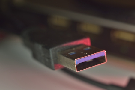 dark colorful macro zoomed usb 3.0 connector