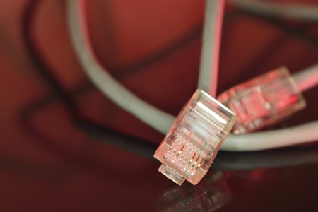 red fast ethernet (big information traffic  via  Internet)の写真素材