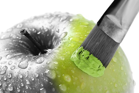 painting the apple greenの写真素材
