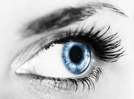 close-up of woman's eye (shallow DoF)の写真素材