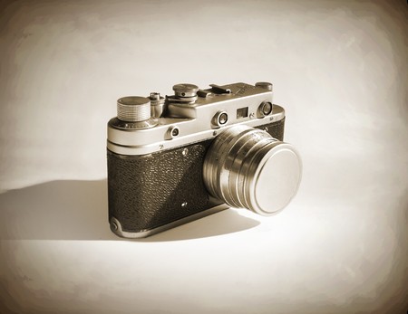 old-fashioned camera (sepia)の写真素材
