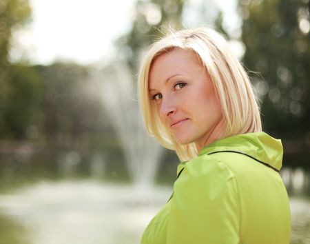close-up portrait of beautiful young womanの写真素材