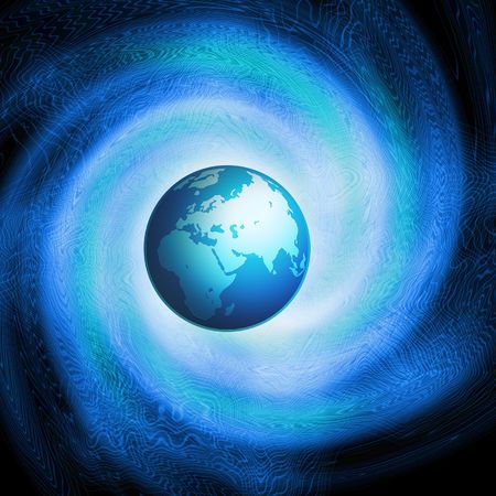 fantastic blue background with Earthの写真素材