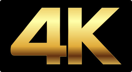4K High Resolution golden sign | video resolution |Golden 4K icon, 4K ultra HD, logotype symbolのイラスト素材