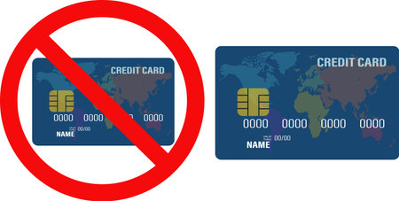 Credit Card Sample, No Credit Card Sign, Credit Card not accepted,のイラスト素材