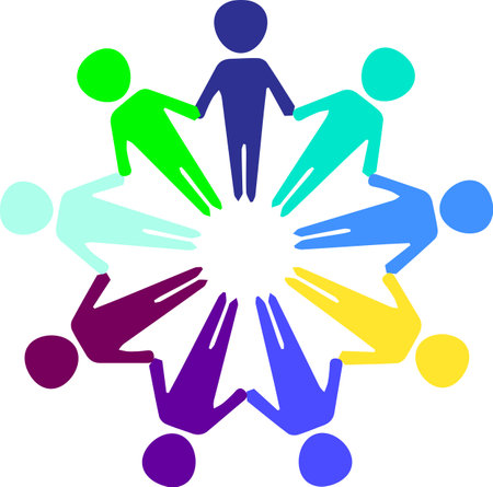 Teamwork Logo , Teamwork Sign, Group of People together, Unite business people round circleのイラスト素材