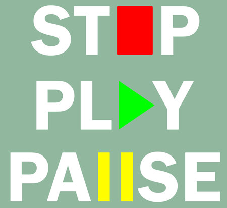 Set of media player button icons, media player button, Stop icon, Play, Pause Symbol, Stop typography, Play typography, Pause typography,のイラスト素材