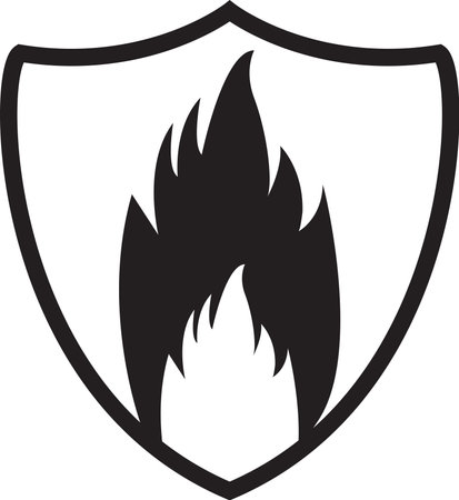 Fire Resistant icon, Fire protection, fire shield, Fire Security icon, Fire extinguishing system, Fire Prevent signのイラスト素材