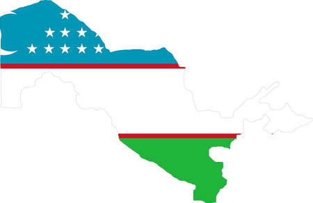 Uzbekistan Flag in Uzbekistan Map, Uzbekistan Map with Flag, Country Map, Uzbekistan with Flag, Nation Flagのイラスト素材