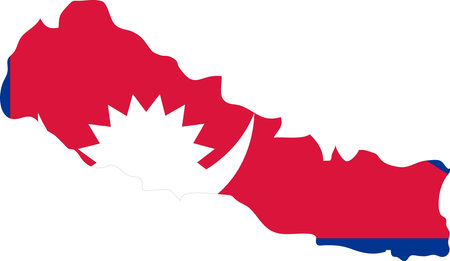 Nepal Flag in Nepal Map, Nepal Map with Flag, Country Map, Nepal with Flag, Nation Flagのイラスト素材