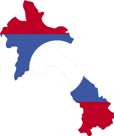 Laos Flag in Laos Map, Laos Map with Flag, Country Map, Laos with Flag, Nation Flagのイラスト素材