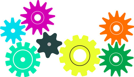 Chain Gear Algorithms, multiple Gear chain cycle, moving gearのイラスト素材