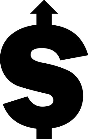 High Doller Symbol Black, Doller price high, Price increase icon, rising commodity prices, interest rate increase, high inflation, financial growthのイラスト素材