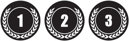 Winner Medal First to third, First, Second, third, medal coin, Competition Medal Black, Trophy for championsのイラスト素材