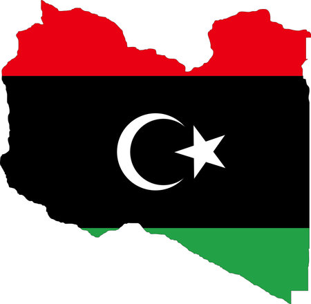 Libya Flag in Map, Libya Map with Flag, Country Map, Libya Map with Flag, Nation Flag Libyaのイラスト素材