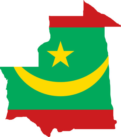 Mauritania Flag in Map, Mauritania Map with Flag, Country Map, Mauritania Map with Flag, Nation Flag Mauritaniaのイラスト素材