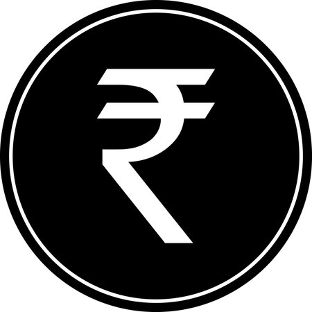 India rupee color sign, rupee icon in black, currency sign, Black rupee Symbol, rupee coin, coin sign, money iconのイラスト素材