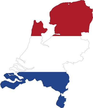 Netherlands Flag in Map, Netherlands Map with Flag, Map of Netherlands, Map with Flag, Nation Flag Netherlandsのイラスト素材
