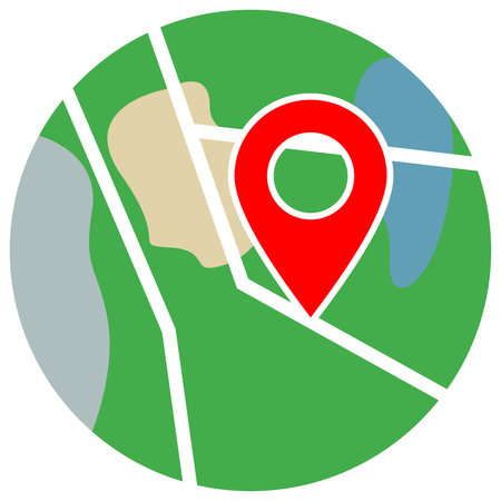 Map with Location Point, GPS navigation icon, Location tracking on Map, Navigation icon in map circle, City GPS Map icon with Pin, GPS Location direction roundのイラスト素材