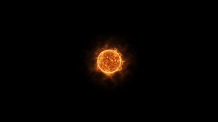 Fire Ball Background, sun Burning fire, Planet Background, Heating Sun Spinning, Sun burning Energy,...
