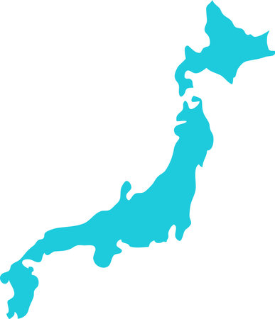 Japan MAP in Blue, Country Map, Japan, Border Map, Border line of Japan, Geographic Mapのイラスト素材