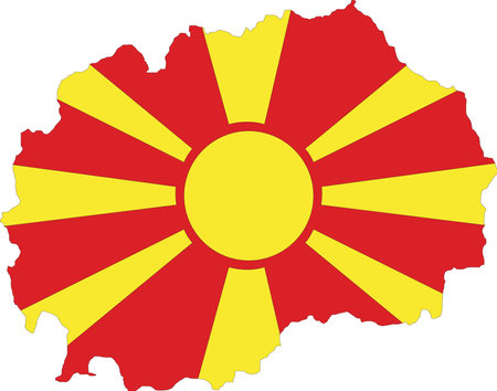 North Macedonia Flag in Map, North Macedonia Map with Flag, Map of North Macedonia, Map with Flag, Nation Flag North Macedoniaのイラスト素材