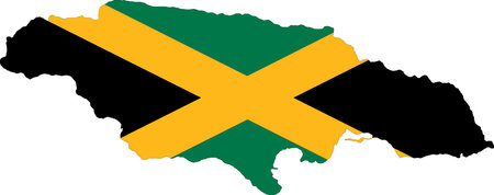 Jamaica Flag in Map, Jamaica Map with Flag, Nation Flag of Jamaica, Jamaica mapのイラスト素材