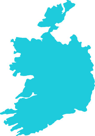 Ireland MAP in Blue, Country Border, Ireland Map, Border line of Ireland, Geographic Mapのイラスト素材