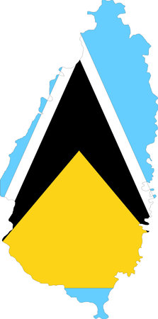 Saint Lucia Flag in Map, Saint Lucia Map with Flag, Nation Flag of Saint Lucia, Saint Lucia mapのイラスト素材
