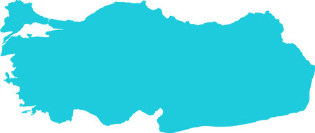 Turkey MAP in Blue, Country Border, Turkiye Map, Border line of Turkiye, Geographic Mapのイラスト素材