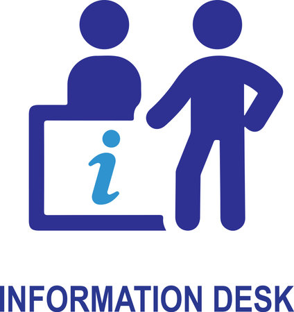 Information sign, info symbol vector, Information icon, info with man symbol, info desk, May I help you icon, Customer support, Desk icon, Customer Desk, Reception desk icon, Customer serviceのイラスト素材