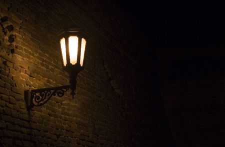 Street lamp on fortres wallの写真素材