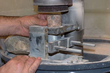 Testing rock sample in laboratory