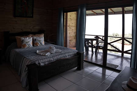 Room interior of lodge in tropical rainforestの写真素材