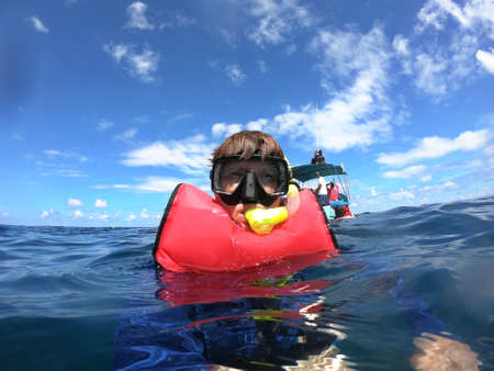 Closeup of senior woman snorkeling in Costa Rica