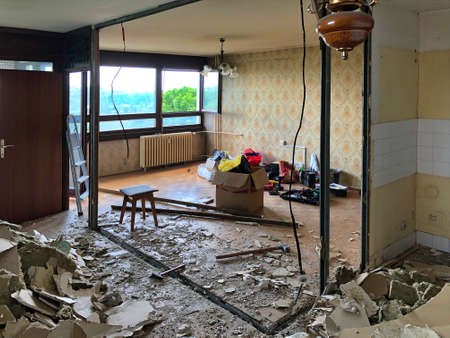 Home improvement - demolish party wall between kitchen and living roomの写真素材