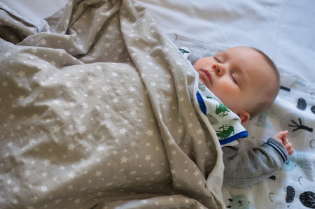 Portrait of cute little baby sleepingの写真素材