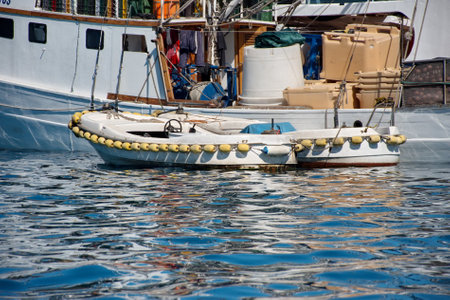 Fishing boats in harbor in Adriatic seaの写真素材