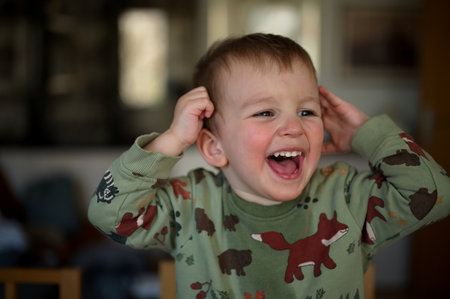 Portrait of happy little toddler smiling