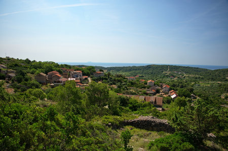Traditional local village on island Vis in Croatiaの写真素材