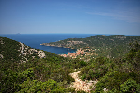 Traditional local village on island Vis in Croatiaの写真素材