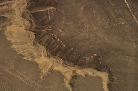 Aerial View of The Hummingbird Geoglyph at the Nazca Lines in Peru