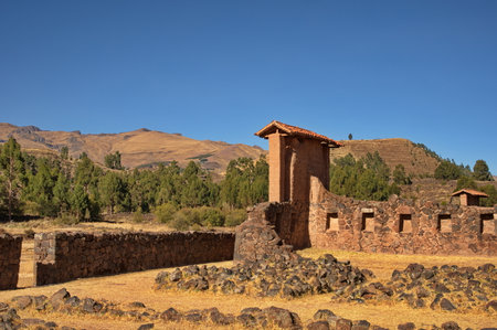 Archaeological Park "Wiracocha" in Raqchi ruinsの写真素材