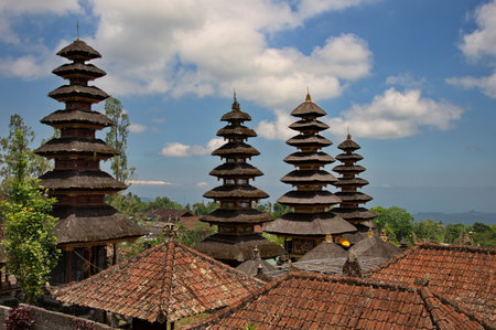 Scenic view of Besakih temple on Bali, Indonesiaの写真素材