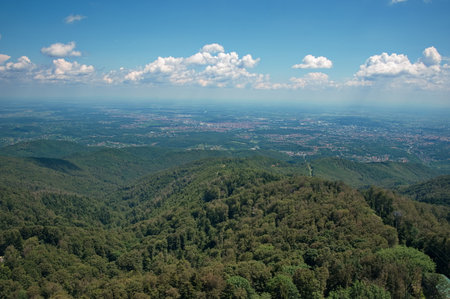 Ridge of Medvednica mountain, Croatia from TV towerの写真素材