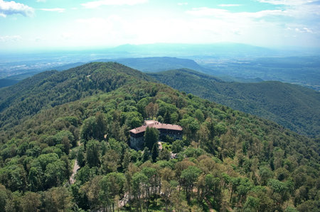 Ridge of Medvednica mountain, Croatia from TV towerの写真素材